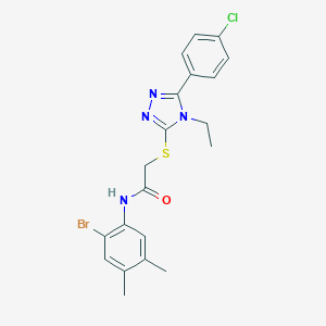 molecular formula C20H20BrClN4OS B296608 N-(2-bromo-4,5-dimethylphenyl)-2-{[5-(4-chlorophenyl)-4-ethyl-4H-1,2,4-triazol-3-yl]sulfanyl}acetamide 