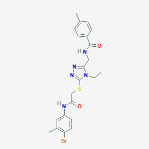 molecular formula C22H24BrN5O2S B296610 N-[(5-{[2-(4-bromo-3-methylanilino)-2-oxoethyl]sulfanyl}-4-ethyl-4H-1,2,4-triazol-3-yl)methyl]-4-methylbenzamide 