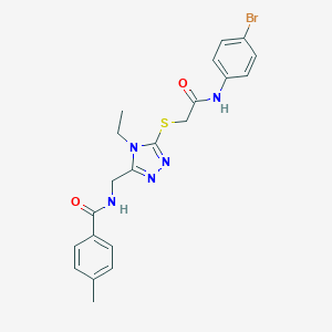 molecular formula C21H22BrN5O2S B296611 N-[(5-{[2-(4-bromoanilino)-2-oxoethyl]sulfanyl}-4-ethyl-4H-1,2,4-triazol-3-yl)methyl]-4-methylbenzamide 