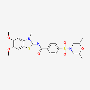 molecular formula C23H27N3O6S2 B2966110 (Z)-N-(5,6-dimethoxy-3-methylbenzo[d]thiazol-2(3H)-ylidene)-4-((2,6-dimethylmorpholino)sulfonyl)benzamide CAS No. 1006965-93-0