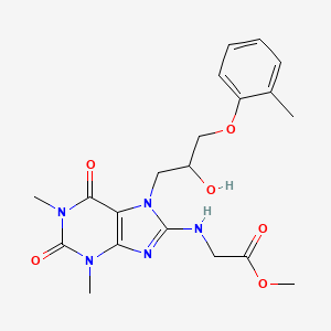 molecular formula C20H25N5O6 B2966115 2-((7-(2-羟基-3-(邻甲苯氧基)丙基)-1,3-二甲基-2,6-二氧代-2,3,6,7-四氢-1H-嘌呤-8-基)氨基)乙酸甲酯 CAS No. 941974-56-7