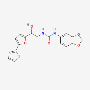 molecular formula C18H16N2O5S B2966127 1-(1,3-Benzodioxol-5-yl)-3-[2-hydroxy-2-(5-thiophen-2-ylfuran-2-yl)ethyl]urea CAS No. 2320532-68-9