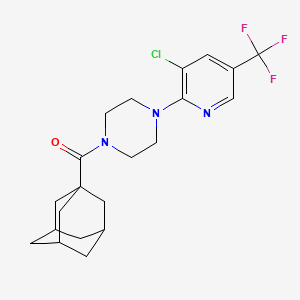 molecular formula C21H25ClF3N3O B2966131 1-Adamantyl{4-[3-chloro-5-(trifluoromethyl)-2-pyridinyl]piperazino}methanone CAS No. 339098-58-7