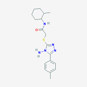 molecular formula C18H25N5OS B296615 2-{[4-amino-5-(4-methylphenyl)-4H-1,2,4-triazol-3-yl]sulfanyl}-N-(2-methylcyclohexyl)acetamide 