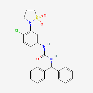 molecular formula C23H22ClN3O3S B2966157 1-二苯甲基-3-(4-氯-3-(1,1-二氧化异噻唑烷-2-基)苯基)脲 CAS No. 1203184-64-8