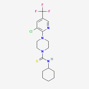 molecular formula C17H22ClF3N4S B2966161 4-[3-氯-5-(三氟甲基)吡啶-2-基]-N-环己基哌嗪-1-碳硫酰胺 CAS No. 1023518-69-5