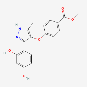 molecular formula C18H16N2O5 B2966164 methyl 4-{[5-(2,4-dihydroxyphenyl)-3-methyl-1H-pyrazol-4-yl]oxy}benzoate CAS No. 879565-69-2
