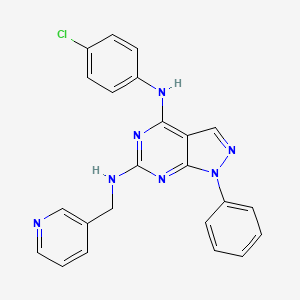 molecular formula C23H18ClN7 B2966165 N~4~-(4-chlorophenyl)-1-phenyl-N~6~-(pyridin-3-ylmethyl)-1H-pyrazolo[3,4-d]pyrimidine-4,6-diamine CAS No. 946296-75-9