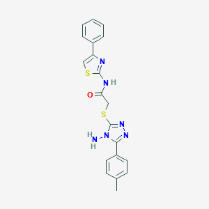 molecular formula C20H18N6OS2 B296617 2-{[4-amino-5-(4-methylphenyl)-4H-1,2,4-triazol-3-yl]sulfanyl}-N-(4-phenyl-1,3-thiazol-2-yl)acetamide 
