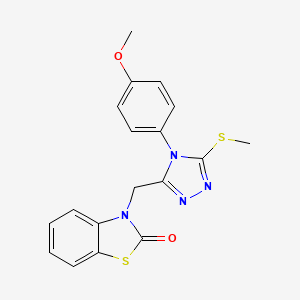 molecular formula C18H16N4O2S2 B2966174 3-((4-(4-甲氧基苯基)-5-(甲硫基)-4H-1,2,4-三唑-3-基)甲基)苯并[d]噻唑-2(3H)-酮 CAS No. 847403-11-6