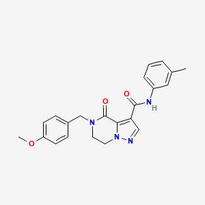 molecular formula C22H22N4O3 B2966178 5-(4-methoxybenzyl)-N-(3-methylphenyl)-4-oxo-4,5,6,7-tetrahydropyrazolo[1,5-a]pyrazine-3-carboxamide CAS No. 303986-80-3