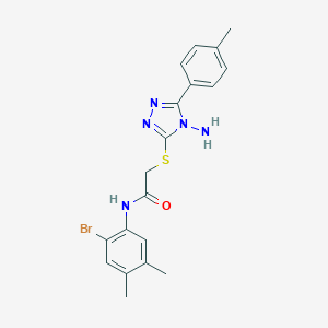 molecular formula C19H20BrN5OS B296618 2-{[4-amino-5-(4-methylphenyl)-4H-1,2,4-triazol-3-yl]sulfanyl}-N-(2-bromo-4,5-dimethylphenyl)acetamide 