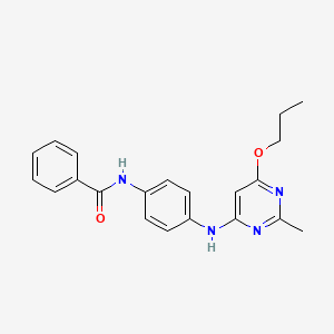 molecular formula C21H22N4O2 B2966190 N-(4-((2-methyl-6-propoxypyrimidin-4-yl)amino)phenyl)benzamide CAS No. 946303-10-2