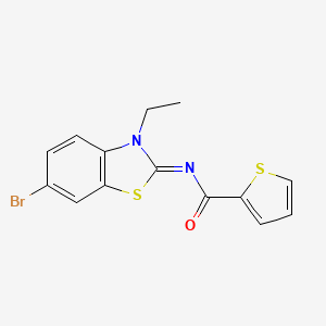 molecular formula C14H11BrN2OS2 B2966197 (E)-N-(6-溴-3-乙基苯并[d]噻唑-2(3H)-亚基)噻吩-2-甲酰胺 CAS No. 865544-32-7