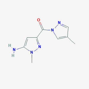 molecular formula C9H11N5O B2966206 1-methyl-3-[(4-methyl-1H-pyrazol-1-yl)carbonyl]-1H-pyrazol-5-amine CAS No. 1856029-88-3