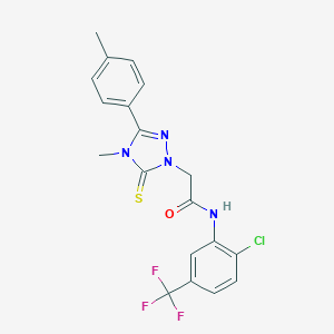molecular formula C19H16ClF3N4OS B296623 N-[2-chloro-5-(trifluoromethyl)phenyl]-2-[4-methyl-3-(4-methylphenyl)-5-thioxo-4,5-dihydro-1H-1,2,4-triazol-1-yl]acetamide 