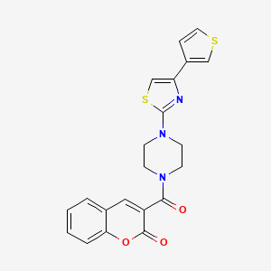 molecular formula C21H17N3O3S2 B2966234 3-(4-(4-(噻吩-3-基)噻唑-2-基)哌嗪-1-羰基)-2H-色满-2-酮 CAS No. 1448065-91-5