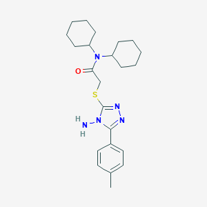 molecular formula C23H33N5OS B296625 2-{[4-amino-5-(4-methylphenyl)-4H-1,2,4-triazol-3-yl]sulfanyl}-N,N-dicyclohexylacetamide 