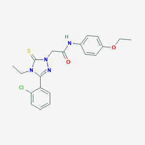 molecular formula C20H21ClN4O2S B296626 2-[3-(2-chlorophenyl)-4-ethyl-5-thioxo-4,5-dihydro-1H-1,2,4-triazol-1-yl]-N-(4-ethoxyphenyl)acetamide 