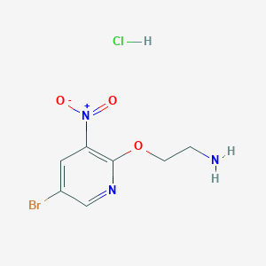 molecular formula C7H9BrClN3O3 B2966277 2-(5-溴-3-硝基吡啶-2-基)氧乙胺;盐酸盐 CAS No. 2377035-28-2