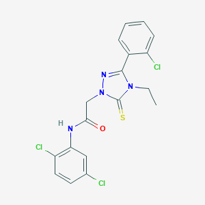 molecular formula C18H15Cl3N4OS B296628 2-[3-(2-chlorophenyl)-4-ethyl-5-thioxo-4,5-dihydro-1H-1,2,4-triazol-1-yl]-N-(2,5-dichlorophenyl)acetamide 