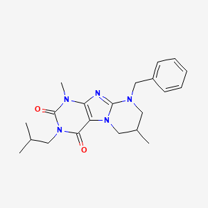 molecular formula C21H27N5O2 B2966283 9-苄基-3-异丁基-1,7-二甲基-6,7,8,9-四氢嘧啶并[2,1-f]嘌呤-2,4(1H,3H)-二酮 CAS No. 876151-83-6