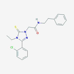 molecular formula C20H21ClN4OS B296629 2-[3-(2-chlorophenyl)-4-ethyl-5-thioxo-4,5-dihydro-1H-1,2,4-triazol-1-yl]-N-(2-phenylethyl)acetamide 