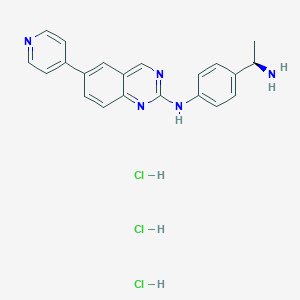 molecular formula C21H22Cl3N5 B2966295 (R)-N-(4-(1-aminoethyl)phenyl)-6-(pyridin-4-yl)quinazolin-2-amine trihydrochloride CAS No. 2034166-32-8