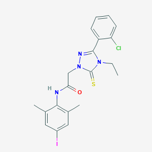 molecular formula C20H20ClIN4OS B296630 2-[3-(2-chlorophenyl)-4-ethyl-5-thioxo-4,5-dihydro-1H-1,2,4-triazol-1-yl]-N-(4-iodo-2,6-dimethylphenyl)acetamide 