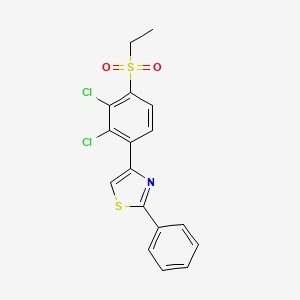 molecular formula C17H13Cl2NO2S2 B2966307 4-[2,3-Dichloro-4-(ethylsulfonyl)phenyl]-2-phenyl-1,3-thiazole CAS No. 672951-35-8