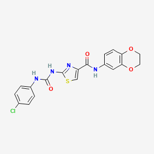 2-(3-(4-chlorophenyl)ureido)-N-(2,3-dihydrobenzo[b][1,4]dioxin-6-yl)thiazole-4-carboxamide