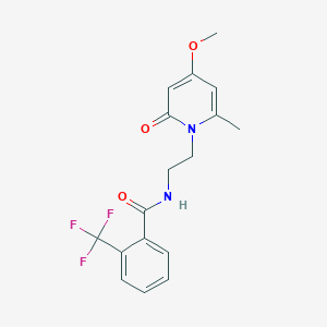 molecular formula C17H17F3N2O3 B2966317 N-(2-(4-methoxy-6-methyl-2-oxopyridin-1(2H)-yl)ethyl)-2-(trifluoromethyl)benzamide CAS No. 2034590-59-3