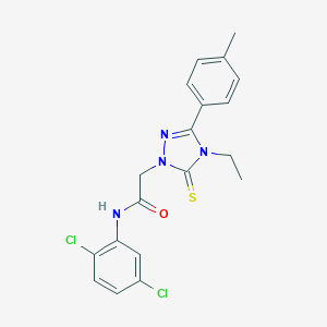 molecular formula C19H18Cl2N4OS B296632 N-(2,5-dichlorophenyl)-2-[4-ethyl-3-(4-methylphenyl)-5-thioxo-4,5-dihydro-1H-1,2,4-triazol-1-yl]acetamide 
