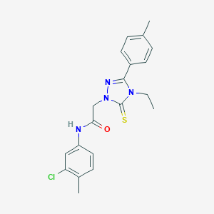 molecular formula C20H21ClN4OS B296634 N-(3-chloro-4-methylphenyl)-2-[4-ethyl-3-(4-methylphenyl)-5-thioxo-4,5-dihydro-1H-1,2,4-triazol-1-yl]acetamide 