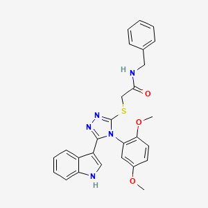 molecular formula C27H25N5O3S B2966362 N-苄基-2-((4-(2,5-二甲氧基苯基)-5-(1H-吲哚-3-基)-4H-1,2,4-三唑-3-基)硫代)乙酰胺 CAS No. 946378-09-2