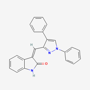 molecular formula C24H17N3O B2966378 (3Z)-3-[(1,4-diphenyl-1H-pyrazol-3-yl)methylidene]-1,3-dihydro-2H-indol-2-one CAS No. 1017491-54-1