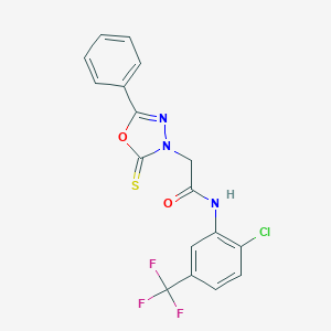 molecular formula C17H11ClF3N3O2S B296638 N-[2-chloro-5-(trifluoromethyl)phenyl]-2-(5-phenyl-2-thioxo-1,3,4-oxadiazol-3(2H)-yl)acetamide 