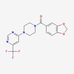 1,3-Benzodioxol-5-yl{4-[6-(trifluoromethyl)-4-pyrimidinyl]piperazino}methanone