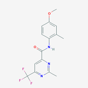 molecular formula C15H14F3N3O2 B2966392 N-(4-Methoxy-2-methylphenyl)-2-methyl-6-(trifluoromethyl)pyrimidine-4-carboxamide CAS No. 2415561-73-6