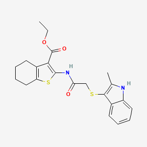 ethyl 2-(2-((2-methyl-1H-indol-3-yl)thio)acetamido)-4,5,6,7-tetrahydrobenzo[b]thiophene-3-carboxylate