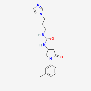 molecular formula C19H25N5O2 B2966396 1-(3-(1H-imidazol-1-yl)propyl)-3-(1-(3,4-dimethylphenyl)-5-oxopyrrolidin-3-yl)urea CAS No. 894005-42-6
