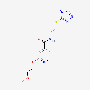 molecular formula C14H19N5O3S B2966404 2-(2-甲氧基乙氧基)-N-(2-((4-甲基-4H-1,2,4-三唑-3-基)硫代)乙基)异烟酰胺 CAS No. 2034444-95-4