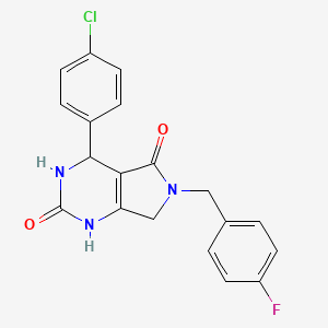 molecular formula C19H15ClFN3O2 B2966408 4-(4-chlorophenyl)-6-(4-fluorobenzyl)-3,4,6,7-tetrahydro-1H-pyrrolo[3,4-d]pyrimidine-2,5-dione CAS No. 1021093-67-3