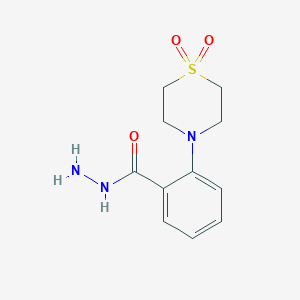 molecular formula C11H15N3O3S B2966413 2-(1,1-Dioxo-1lambda~6~,4-thiazinan-4-yl)benzenecarbohydrazide CAS No. 685108-25-2