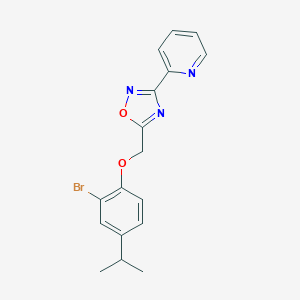 molecular formula C17H16BrN3O2 B296642 5-[(2-Bromo-4-propan-2-ylphenoxy)methyl]-3-pyridin-2-yl-1,2,4-oxadiazole 