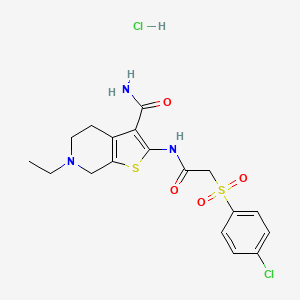 2-(2-((4-Chlorophenyl)sulfonyl)acetamido)-6-ethyl-4,5,6,7-tetrahydrothieno[2,3-c]pyridine-3-carboxamide hydrochloride