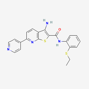 molecular formula C21H18N4OS2 B2966434 3-amino-N-(2-ethylsulfanylphenyl)-6-pyridin-4-ylthieno[2,3-b]pyridine-2-carboxamide CAS No. 445267-57-2