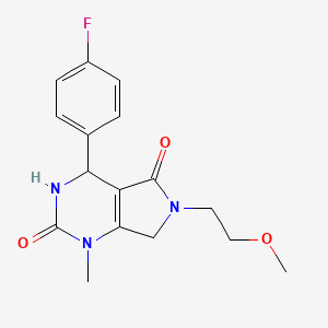 molecular formula C16H18FN3O3 B2966440 4-(4-fluorophenyl)-6-(2-methoxyethyl)-1-methyl-4,7-dihydro-3H-pyrrolo[3,4-d]pyrimidine-2,5-dione CAS No. 853104-65-1