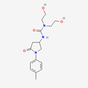molecular formula C16H23N3O4 B2966463 1,1-Bis(2-hydroxyethyl)-3-(5-oxo-1-(p-tolyl)pyrrolidin-3-yl)urea CAS No. 894012-71-6