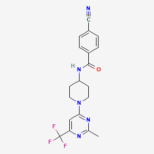 4-cyano-N-{1-[2-methyl-6-(trifluoromethyl)pyrimidin-4-yl]piperidin-4-yl}benzamide